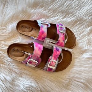 Falls Creek Pink Tie Dye Cork Footbed Sandals